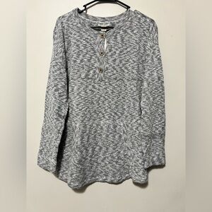 Carbon 2 Cobalt Cotton Knit Sweater Women’s M Heather Grey  Comfy Brown Buttons